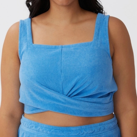 NWT- Cotton On Sweat To Swim Blue Women's Crop Top- Size 14 - Picture 1 of 4